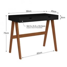 Escrivaninha 2 Gavetas 100% MDF Iza Espresso Móveis - 3