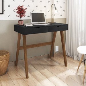 Escrivaninha Mesa Escritório 2 Gavetas 100% MDF Iza Espresso Móveis