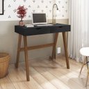 Ver imagem 1 de Escrivaninha Mesa Escritório 100% MDF Iza 2 Gavetas 90cm Espresso Móveis Preto e Amêndoa