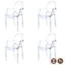 Ver imagem 2 de Kit 4 Cadeiras Com Braço Empilhavel Inmetro Versalhes Invisible Louis Ghost Fratini Policarbonato