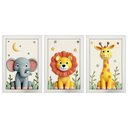 Ver imagem 1 de Kit 3 Quadros 20x30 Infantil Safari Savana 3d Moldura Branca