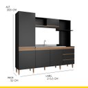 Ver imagem 4 de Cozinha Compacta Vitória 215 Cm Balcão Pia Armário Paneleiro Nicho Forno Mdp Preto Avelã - Clicklar