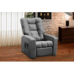 Poltrona do Papai Reclinável Itália Suede Cinza Adonai Estofados - 1