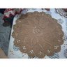 Tapete Crochê Redondo Sala Quarto Flor Marrom 69x45 - 2