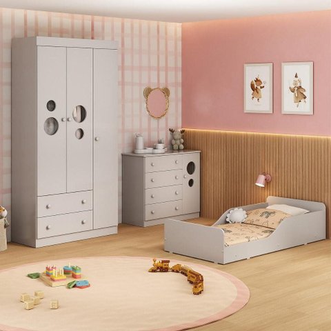 Quarto Infantil Completo com Minicama Montessoriana e Colchão Incluso Pirulito Multimóveis MP4905