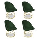 Ver imagem 1 de Kit 04 Cadeiras Poltrona de Jantar Bela Suede Verde Base Metálica Luxo Dourado - Pallazio