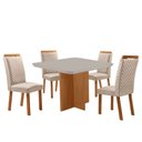 Ver imagem 1 de Mesa de Jantar Olimpia 90cm Tampo MDF Vidro Canto Copo com 4 Cadeiras Lorena