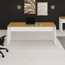 Ver imagem 7 de Mesa Escrivaninha 1,80 m X 0,70 m Pés Painel 100% MDF F5 Office Cor:Freijó com Branco