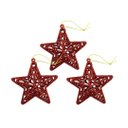 Ver imagem 1 de Conjunto Estrela Tridimensional Gliter Arabesco Vermelha 8cm Enfeite Árvore 9 Unidades - Magizi