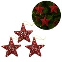 Ver imagem 2 de Conjunto Estrela Tridimensional Gliter Arabesco Vermelha 8cm Enfeite Árvore 9 Unidades - Magizi