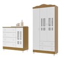 Ver imagem 2 de Conjunto Quarto Bebê Guarda Roupa Ariel 3 Portas Cômoda 4 Gavetas 1 Porta-100% MDF Branco com Bétula