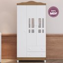 Ver mais imagens de Conjunto Quarto Bebê Guarda Roupa Ariel 3 Portas Cômoda 4 Gavetas 1 Porta-100% MDF Branco com Bétula