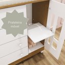 Ver imagem 5 de Conjunto Quarto Bebê Guarda Roupa Ariel 3 Portas Cômoda 4 Gavetas 1 Porta-100% MDF Branco com Bétula