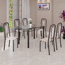 Ver imagem 1 de Conjunto Sala de Jantar com 6 Cadeiras Lívia Preto/Bege