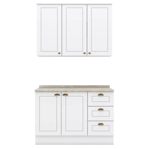 Armario Aereo e Balcao 120 Cm Ce169 Americana Branco Calcare Henn