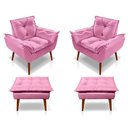 Ver imagem 1 de Kit C-02 Poltronas Opala + 02 Puff Opala Elegante Suede Rose