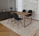 Ver imagem 1 de Mesa Industrial Base Ferro Cobre Tampo 137x90 Amêndoa 4 Cadeiras Eames Madeira Assento Preto