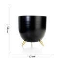 Ver imagem 2 de Cachepot de Metal Preto e Pés Dourado 17cm