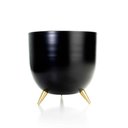 Ver imagem 1 de Cachepot de Metal Preto e Pés Dourado 17cm