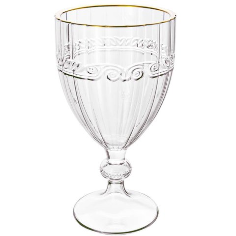 Taça de Cristal Transparente Fio de Ouro Imperial 330ml 1 Peça - Lyor