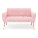 Ver imagem 5 de Sofá Namoradeira Elisa Suede Rosa Bebê Pés Palito Natural - D'Rossi