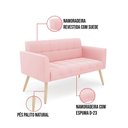 Ver imagem 7 de Sofá Namoradeira Elisa Suede Rosa Bebê Pés Palito Natural - D'Rossi