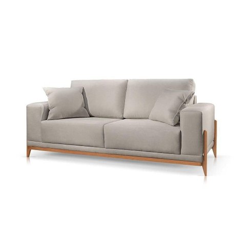 Sofá Paris 3 Lugares Linho Cinza Claro 2,10m Confortável Sala