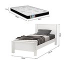 Ver imagem 2 de Cama de Solteiro Mila com Colchão D20 Estrutura em MDF e Madeira Branco Mila