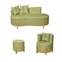 Ver imagem 1 de Kit Decorativo Sofá Curvo Orgânico + 01 Puff e Poltrona Luna Boucle Verde Menta - Montanaris Decor