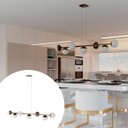 Ver imagem 1 de Pendente Lustre de Teto Jabuticaba Alumínio Bronze com 7 Globos Vidro Fosco e Lâmpadas Branco Quente