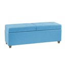 Ver imagem 4 de Canto Alemão Recamier Bau + Painel Madri 120cm Suede Azul Turquesa - Inova Decor
