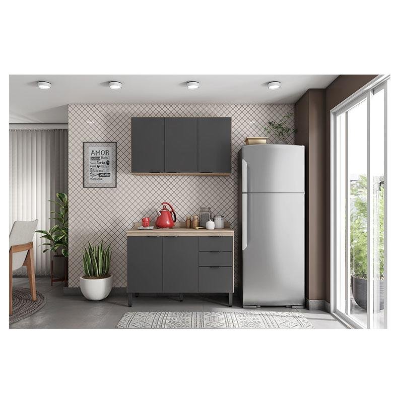 Cozinha Modulada Firenze Fi0010 Avena Grafito - Demóbile - 4