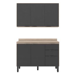 Cozinha Modulada Firenze Fi0010 Avena Grafito - Demóbile - 1