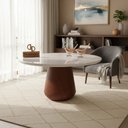 Ver imagem 1 de Mesa de Centro Mesa de Centro com Vidro Redondo MDF Madeira 80cm Off White