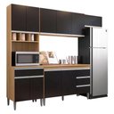 Ver imagem 1 de Cozinha com Balcão e Tampo 120 Cm Andréia Amendoa Preto - Ajl