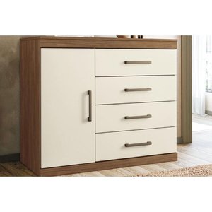Cômoda Solteiro 1.4 Plus C/ 1 Porta e 4 Gavetas Jatobá/areia - Santos Andirá