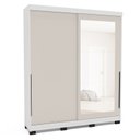 Ver imagem 2 de Guarda-Roupa Casal 2 Portas Correr com Espelho Madrid Bege/Creme/Branco
