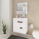Ver imagem 2 de Gabinete de Banheiro com Cuba e Espelheira Tulipa 60cm Branco - Mgm