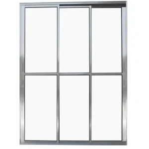 Porta de Correr 3 Folhas de Vidro Móveis com Trinco 2,10 X 2,00 Cor Brilhante Linha Econ