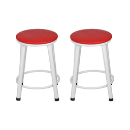 Kit 2 Banquetas Baixa Banco Cozinha Americana Balcão Bar Aço:vermelho/branco - 1