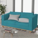 Ver imagem 2 de Kit Sofá 2 Lugares e 2 Poltronas Europa Suede ADJ Decor - Azul Turquesa