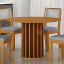 Ver imagem 3 de Mesa de Jantar Flora 108x108 Cinamomo com Kit 4 Cadeiras Flora Linho Palha - Leifer