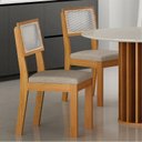 Ver imagem 5 de Mesa de Jantar Flora 108x108 Cinamomo com Kit 4 Cadeiras Flora Linho Palha - Leifer
