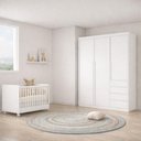 Ver imagem 1 de Jogo de Quarto com Guarda Roupa 3 Portas e 4 Gavetas + Berço Mini Cama Pérola Branco - Phoenix
