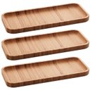 Ver imagem 1 de Kit 3 Petisqueiras de Bambu Bandeja Retangular 28x11cm Prato Petisco Salgados Hire Lyor