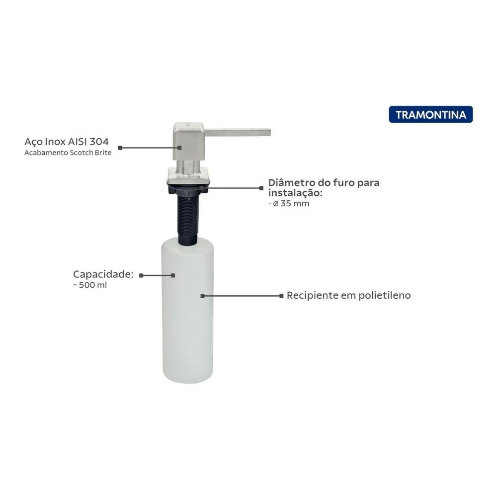 Dosador De Sabão Square 500ml Tramontina Branco - 3