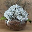 Ver imagem 3 de Arranjo Grande Centro de Mesa Hortênsias Azul Artificial Vaso Incolor