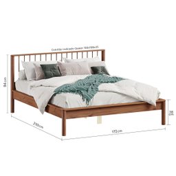 Cama Casal Queen de Madeira Maciça Moderna Apoana Castanho - 3