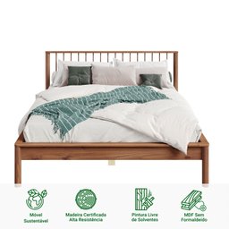 Cama Casal Queen de Madeira Maciça Moderna Apoana Castanho - 8
