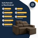 Ver imagem 4 de Sofá Retrátil e Reclinável 2 Lugares Espuma Fibra Siliconada Londrina 160 cm